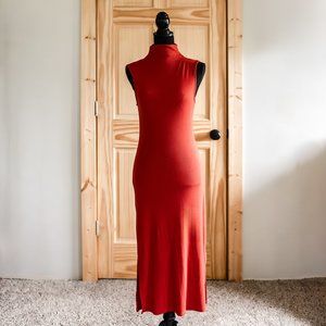 A New Day Long Maxi Bodycon Dress in Rust Orange Size Small Fall Sleeveless